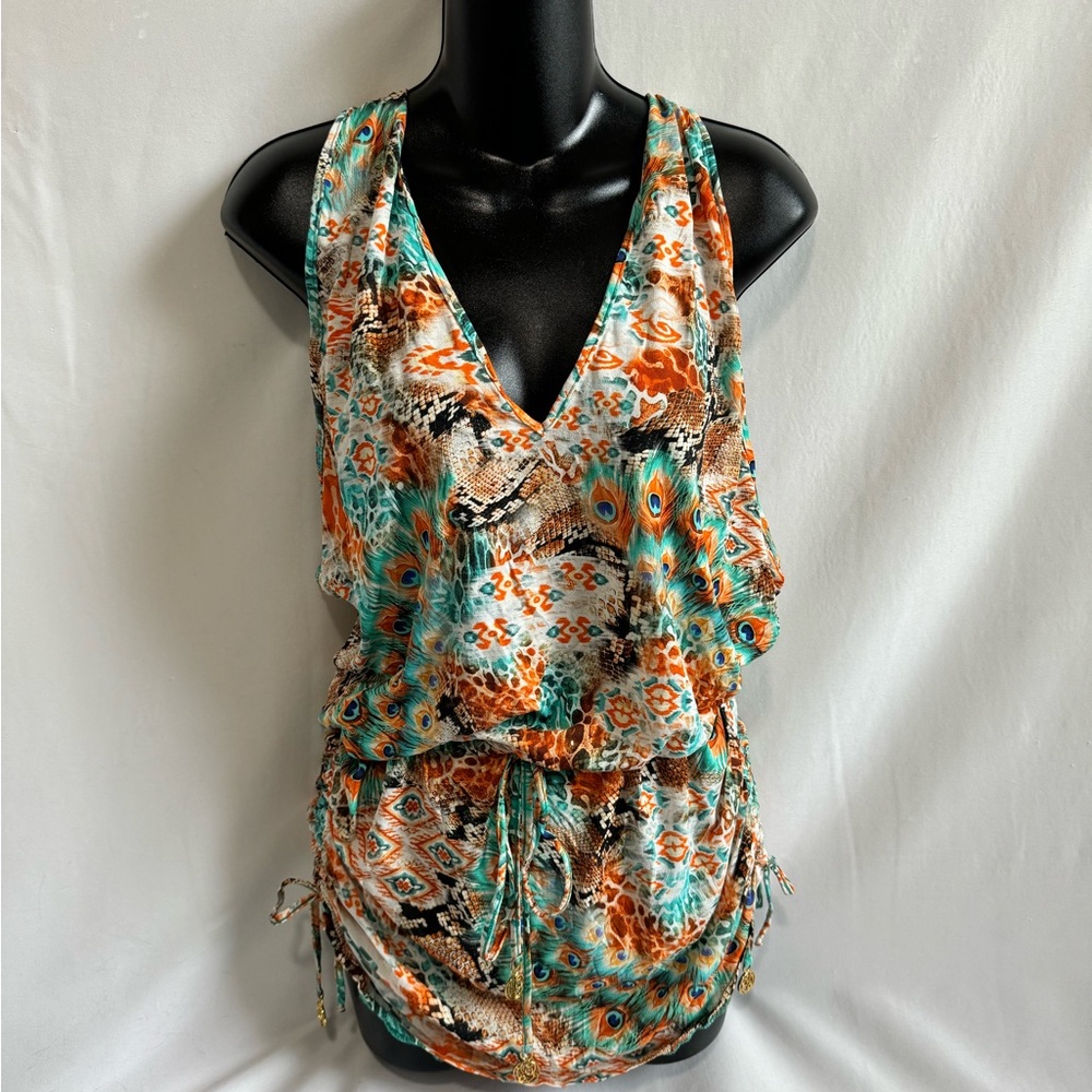 Luli Fama T-Back Mini Dress in UNTAMED print